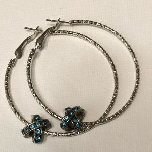 CRISS CROSS (TEAL) I AM CHARMED HOOP EARRINGS